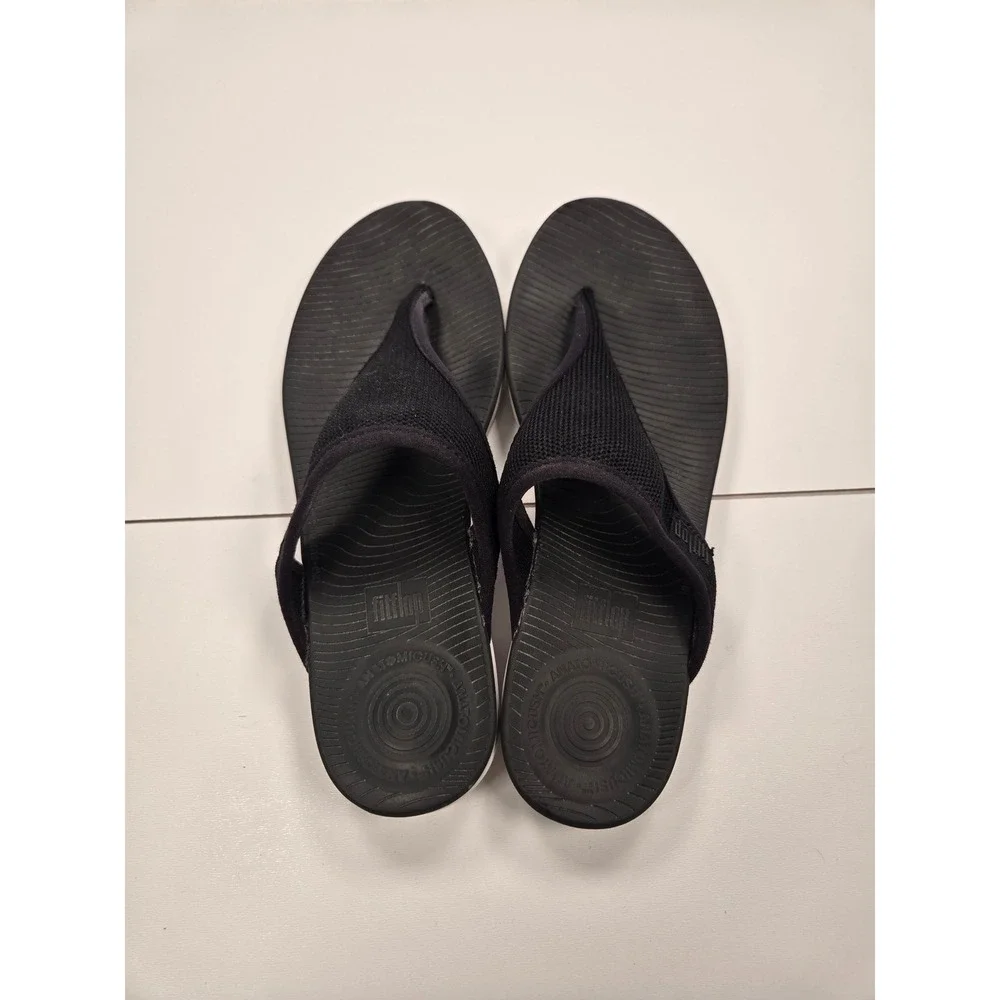 FitFlop iQushion Black Mesh Ergonomic Flip Flop Sandals Comfort Shoe Women US 8 - Picture 2 of 6